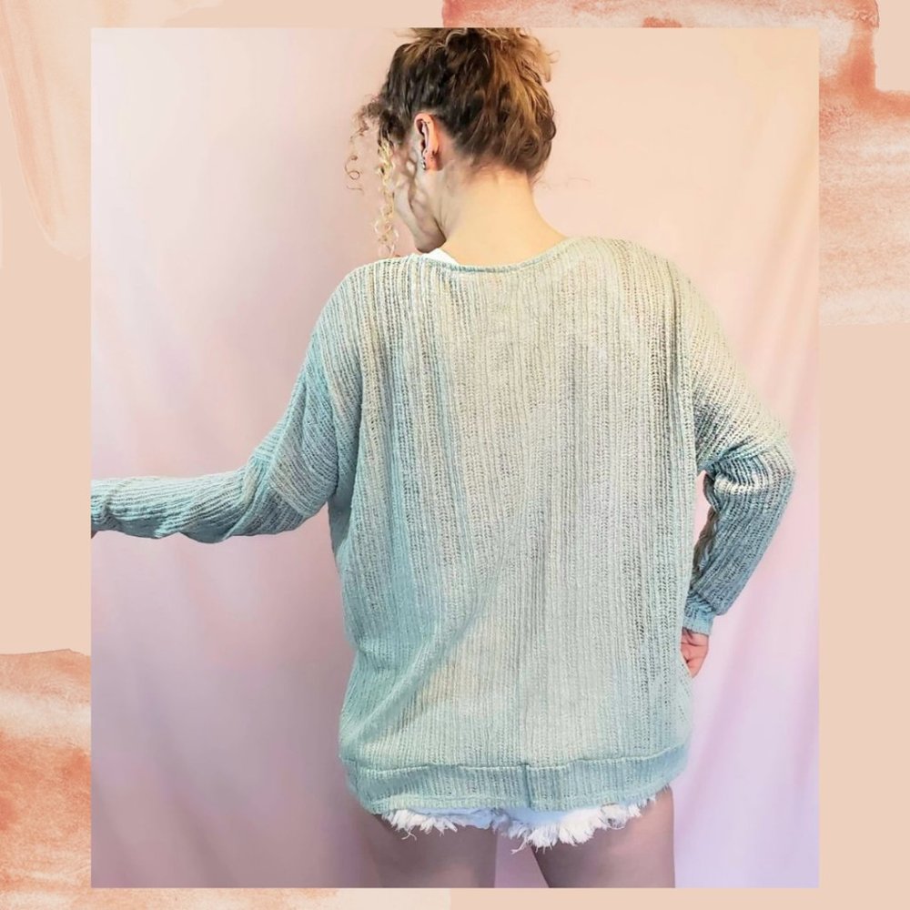 Knit Overlay Long Sleeve Mint - Picture 4 of 4